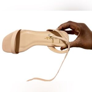 Lulus minimalist Everleigh Light Nude Patent Ankle Strap High Heel Sandals